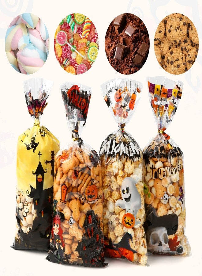 Bluckincle 100PCS Halloween Treat Bags,Halloween Candy Bags,Plastic Clear Goodie Bag with 100PCS Twists for Treat or Treating,Popcorn Snack Goodie cellophane Bag for Fall Party Supplies Favors - Image 4
